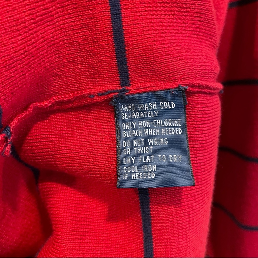 Ralph Lauren Red V-Neck Sweater with Black Stripes - Picture 5 of 6